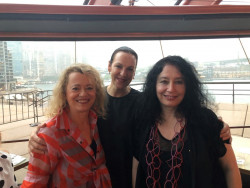With bffs Hannah Fink and Elena Kats-Chernin at Bennelong after my Philip Glass show at the Sydney Opera House Jan 2021